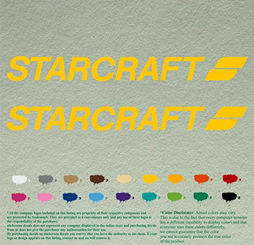 Pair 12" Starcraft Compatible Replacement Decals Vinyl Stickers *Yellow* Vinyl Stickers Boat Outboard Motor Set of 2