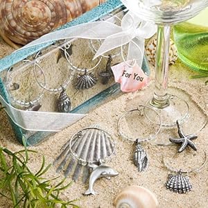 96PC FC1723 Wedding Wine Charms Unique Beach Themed Wine Charms Wedding Baby Sho