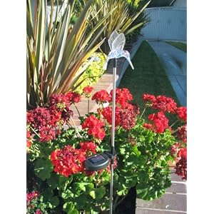 Two Solar Hummingbird Garden Stake Color Change Light Set Of 2pcs