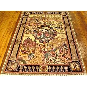 6x9 Cream Persian Hand Knotted Silk Tabriz Rug by Heritage Unlimited