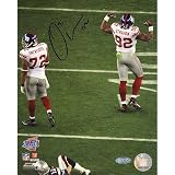 Steiner Sports NFL Osi Umenyiora Osi/Strahan walking away from Brady Vertical Autographed 8-by-10-Inch Photograph