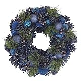 彩か SAIKA リース M 青 ブルー インテリア 玄関飾り エレガンス CXO-114Mb Pine needle & Ball Wreath M Blue