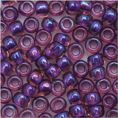 Toho Round Seed Beads 6/0 #928 'Rainbow Rosaline/Opaque Purple Lined' 8 Gram Tube