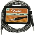 Fender 18 Ft. Vintage Voltage Guitar Cable, Black/Silver