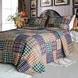 [Conrad] 100% Cotton 3PC Vermicelli-Quilted Patchwork Quilt Set (King Size)