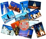 3-D United States Cities Tourist Attractions Souvenir Postcards -
Set Of 12