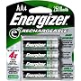 Energizer NH15BP-4 ACCU 2500mAh Rechargeable AA Batteries (Four-pack)