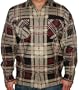 SHMACK Brawny Mens Long Sleeve Button Down Collared Flannel Thermal Shirt Khaki Black