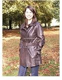 Ladies 3/4 length ladies leather trench coat