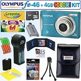 Olympus FE-46 12MP Digital Camera (Blue) + Crayola Kit + 4GB Deluxe Accessory Kit