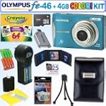 Olympus FE-46 12MP Digital Camera (Blue) + Crayola Kit + 4GB Deluxe Accessory Kit