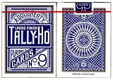 Tally-Ho Poker Cards No. 9 mit Circle Back in BLAU - Seltene Ausgabe mit Goldrand!