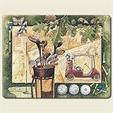 GOLF golfing tee ball club green LARGE 15 inch TEMPERED GLASS CUTTING BOARD Kitchen Cooking Home Lodge Decor