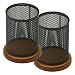 Set of Metal/ Wood Pencil Holders - Black/ Cherry