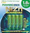 PowerGenix  PGX-4AAZiNc-1.6v High Voltage Rechargeable AA Batteries - 4 Pack