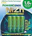 PowerGenix  PGX-4AAZiNc-1.6v High Voltage Rechargeable AA Batteries - 4 Pack