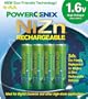 PowerGenix  PGX-4AAZiNc-1.6v High Voltage Rechargeable AA Batteries - 4 Pack