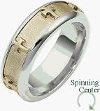 18 Karat Two-Tone Gold Unique SPINNING Religious Cross Ring