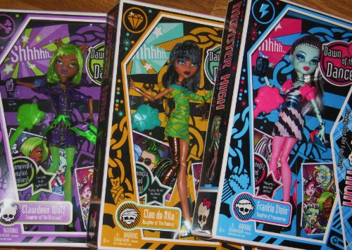 Monster High Dawn of the Dance Set of 3 Dolls: Clawdeen Wolf, Cleo de Nile and Frankie Stein On Sale