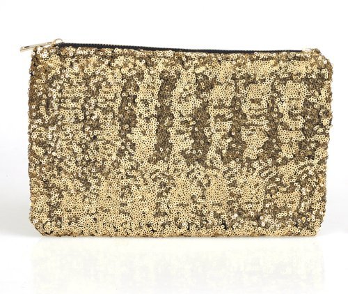 Leegoal Black,pink,silvery,golden Dazzling Glitter Sparkling Bling Clutch Shiny Sequins Evening Party Bag Handbag (Gold)