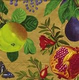 Caspari Set of 2 Royal Orchard Paper Cocktail Napkin Package, Gold