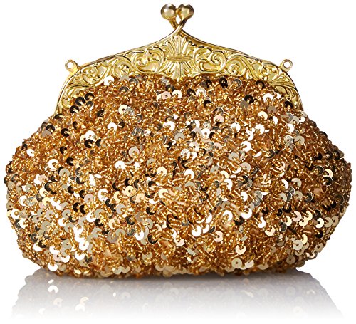 Chicastic Fully Sequined Mesh Beaded Antique Style Wedding Evening Formal Cocktail Clutch Purse