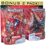 Transformers Universe Robots In Disguise (Cybertron Re-Issue) 2 Pack Deluxe Class 6 Inch Tall Robot Action Figure Set - Opposite Attack - Autobot EXCELLION with Dragster Wing and Grenade Rifle and Decepticon THUNDERCRACKER with Firing Drone Rocket Launcher Plus 2 Cyber Planet Keys
