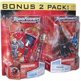 Transformers Universe Robots In Disguise (Cybertron Re-Issue) 2 Pack Deluxe Class 6 Inch Tall Robot Action Figure Set - Opposite Attack - Autobot EXCELLION with Dragster Wing and Grenade Rifle and Decepticon THUNDERCRACKER with Firing Drone Rocket Launcher Plus 2 Cyber Planet Keys
