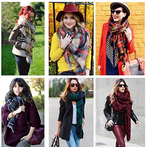 Flesser® Women Blanket Wrap Shawl Plaid Cozy Pashmina Scarf