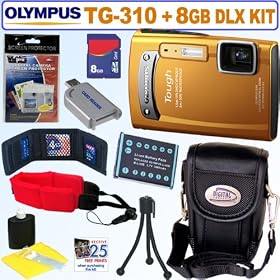 Click here to buy Olympus TG-310 14.0 MP Digital Camera (Orange) + 8GB Deluxe Accessory Kit by Olympus.