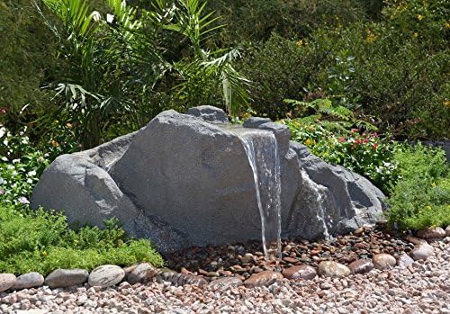 Outdoor Waterfall Fountain With Complete Disappearing Pondless Water Basin Kit and Artificial Rock Waterfall, Cascade Falls by EasyFalls in Neutral Granite Color