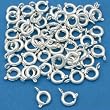 50 Silver Plated Spring Ring Clasps Round Jewelry 6mm
