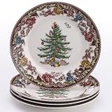 Spode Woodland Grove Christmas Tree Salad Plates, Set of 4