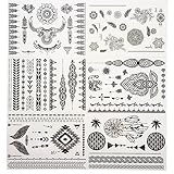 GIFT!!Tastto 6 Sheets Henna Body Paints Temporary Tattoos Black Lace Stickers for Girls and Women with GIFT