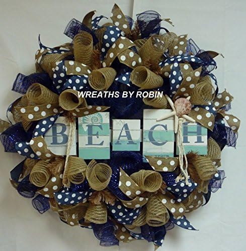 Beach Wreaths, Navy Blue Natural Wreaths, Summer Beach House