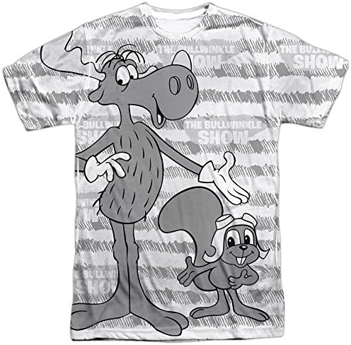 Rocky & Bullwinkle Cartoon TV Series Retro Characters Adult Front Print T-Shirt
