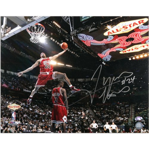 Mounted Memories Chicago Bulls Tyrus Thomas Autographed 2007 Slam Dunk Contest Photo