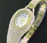 *WOW* Ladies 18K Plated BLING Bracelet Crystal Watch Made with SWAROVSKI Element
