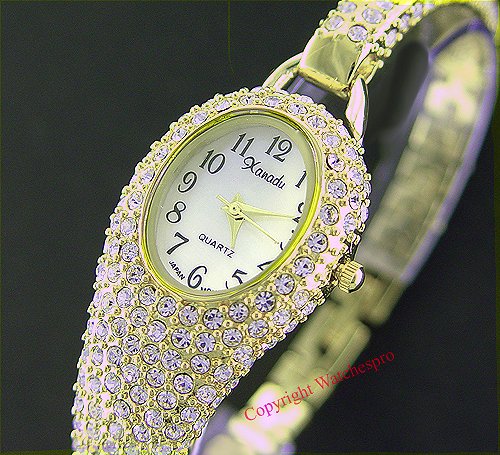 *WOW* Ladies 18K Plated BLING Bracelet Crystal Watch Made with SWAROVSKI Element