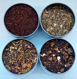 Heavenly Tea Leaves Organic Herbal/Rooibos Tea Sampler - 4 Bestselling Cans - Approximately 25 Servings of Tea Per Can