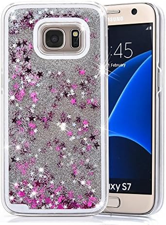 Samsung Galaxy S7 Funny Case, Eyamumo® 3D Creative Design Flowing Liquid Shiny Bling Sparkle Stars Glitter Star Transparent Quicksand Hard Case Cover for Samsung Galaxy S7 (Silver)