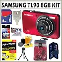 Samsung TL90 12.2MP Digital Camera in Red + 8GB Deluxe Accessory Kit