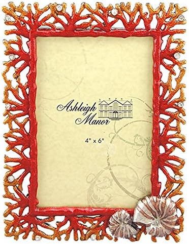 5x7 ASHLEIGH MANOR SHELL CORAL RED DECORATIVE PHOTO FRAME- 7239-12-46
