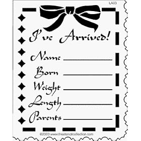 The Stencil Collection Baby Arrival Embossing Brass Stencil for Scrapbooking, Cardmaking, and Paper Crafts.