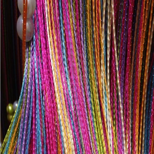Ainest 1M x 2M Drape Door Window Vestibule Wall Panel String Curtain Tassel Fly Screen Rainbow
