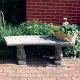 Large Garden Bench - Curved Plain Top Stone Bench