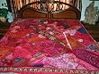 ZARDOZI EMBROIDERED BEADS SARI TAPESTRY BEDSPREAD COVERLET THROW WALL HANGING