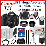 Canon EOS Rebel T3i Digital SLR with 18-55mm Lens + Huge Lens Accessory Package (Everything You Need)