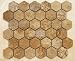 1 1/8 Tumbled Hexagonal Noce Travertine Mosaic Tile