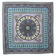 100% Satin Charmeuse Silk Dome Paisley Art Purple and Blue Square Scarf - Purple